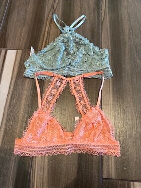 Victoria's Secret Lace Bralette Duo in Coral & Sage